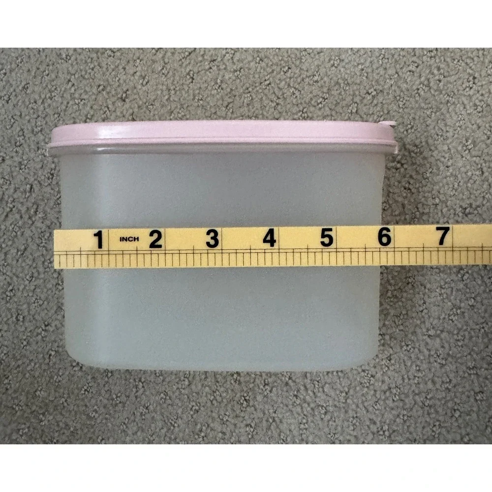 TUPPERWARE Vtg 1980's 5 Piece Set Pink Frosted Clear Pantry Storage Containers